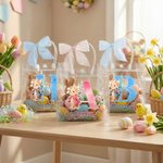 Personalised Cute Easter Bunny Transparent Gift Bag with Name and Initial Easter Party Favors Gift for Kids