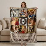 Personalized Mom 6 Family Photos Collage Cozy Throw Blanket Home Decor Mother's Day Birthday Gift for Mom Grandma