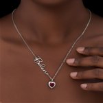 Personalized Exquisite Heart Birthstone Necklace with Name Dainty Jewellery Birthday Mother's Day Gift for Women