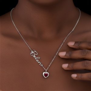 Henkilökohtainen Hieno Sydän Birthstone kaulakoru nimi Dainty Korut Syntymäpäivä Äitienpäivä lahja naisille