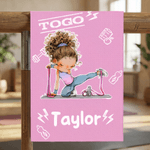 Personalized Cartoon Fitness Girl Large Absorbent Quick Dry Sports Towel with Name Daily Use Birthday Gift for Women Fitness Lovers