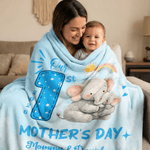 Personalisierte niedliche Tiermuster Unser 1. Muttertag weiche Decke mit Namen und Jahr Home Decor Muttertag Geschenk für neue Mutter Neugeborenen