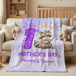 Personalisierte niedliche Tiermuster Unser 1. Muttertag weiche Decke mit Namen und Jahr Home Decor Muttertag Geschenk für neue Mutter Neugeborenen
