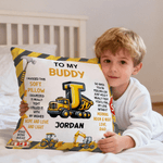 Personalisierte Baufahrzeug weichen Wurf Kissenbezug mit Namen Initiale und Titel Schlafzimmer Dekoration Geburtstagsgeschenk für Jungen Kinder