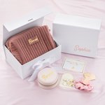 Personalised Multicolor Makeup Bag Bridesmaid Gift Set with Name Gift Box and Scrunchie 5 Pcs Bachelor Party Wedding Bridesmaid Gift for Her