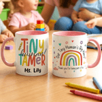 Personalized Colorful Tiny Human Tamer 11 oz 15 oz Ceramic Mug with Name Daily Use Daycare  Teacher's Day Birthday Gift for Preschool Teacher