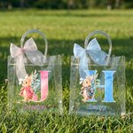 Personalised Cute Easter Bunny Transparent Gift Bag with Name and Initial Easter Party Favors Gift for Kids