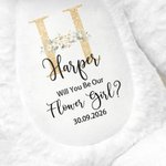 Personalised Flower Golden Initial Soft Bunny Plush Stuffed Toy with Name and Date Wedding Gift for Flower Girls