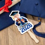 Personalized Glitter Cartoon Character Graduation Fan with Name and Year Graduation Gift for Graduates Friends