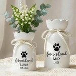 Personalised Paw Print Ceramic Vase with Name and Date Daily Use Memorial Sympathy Pet Loss Gift for Pet Owners