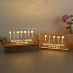 Henkilökohtainen We Love You Birth Flower Rectanglar akryyli LED yövalo puinen pohja ja 1-12 nimet Äitienpäivälahja äidille isoäidille