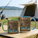 Personalised Fishing Camp Ceramic Mug with Name and Coaster Birthday Father's Day Anniversary Gift for Dad Grandpa Fishing Enthusiast