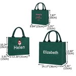 Personalisierte Weihnachtsmann Weihnachten-Thema große Jute Tragetasche mit gestickten Namen täglichen Gebrauch Brautparty Weihnachtsgeschenk für Frau Familie Brautjungfer