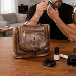 Personalised Golf Beard Design Portable Waterproof PU Leather Men's Toiletry Bag with Initial and Name Travel Business Trip Birthday Gift for Men