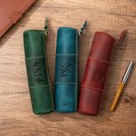 Gepersonaliseerde Monogram Initiaal Gek Paard Leren Pen Etui met Naam Lerarendag Verjaardag Terug naar School Cadeau voor Leraren Studenten