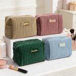 Personalised Multicolor Makeup Bag Bridesmaid Gift Set with Name Gift Box and Scrunchie 5 Pcs Bachelor Party Wedding Bridesmaid Gift for Her