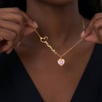 Personalized Exquisite Heart Birthstone Necklace with Name Dainty Jewellery Birthday Mother's Day Gift for Women