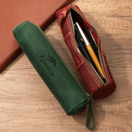 Personalized Monogram Initial Crazy Horse Leather Pen Case with Name Teacher's Day Birthday Back to School Gift for Teachers Students