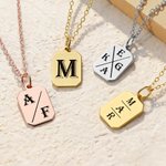 Personalized 1-4 Initials Lucky Symbols Octagon Necklace Minimalist Jewelry Birthday Mother's Day Anniversary Gift for Women Men