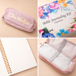 Personalized Floral Notebook Pencil Case Bible Study Kit with Name Colourful Pens and Gift Box 11 Pcs Easter Gift for Christian Catholic