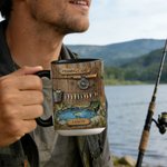 Personalised Fishing Camp Ceramic Mug with Name and Coaster Birthday Father's Day Anniversary Gift for Dad Grandpa Fishing Enthusiast