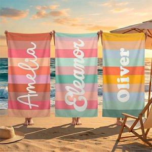 Personalisiertes Cabana Strandtuch mit Namen | sandabweisend | schnelltrocknend | Badetuch | Sommer Urlaub Geschenk für Familie Freunde