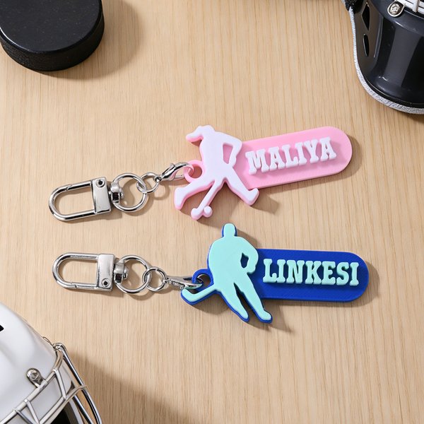 Persoinalized Ice Hockey Stick Keychain with 3D-Printed Name Game Day Birthday Gift for Hockey Lovers Sports Lovers