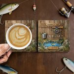 Personalised Fishing Camp Ceramic Mug with Name and Coaster Birthday Father's Day Anniversary Gift for Dad Grandpa Fishing Enthusiast