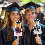 Personalized Glitter Cartoon Character Graduation Fan with Name and Year Graduation Gift for Graduates Friends