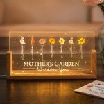 Henkilökohtainen We Love You Birth Flower Rectanglar akryyli LED yövalo puinen pohja ja 1-12 nimet Äitienpäivälahja äidille isoäidille