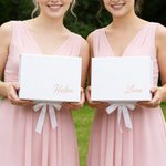 Personalised Multicolor Makeup Bag Bridesmaid Gift Set with Name Gift Box and Scrunchie 5 Pcs Bachelor Party Wedding Bridesmaid Gift for Her