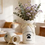 Personlig hund katt linjekonst hjärta tassavtryck keramisk blomvas med namn och text minnesmärke sympatigåva för husdjursägare