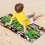 Personlig Doodle Style Quick Dry Oversized Microfiber Beach Handduk med Gradient Namn Sommar Semester Resa Användning Födelsedagspresent för familj vän barn