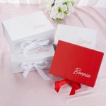 Personalised Multicolor Makeup Bag Bridesmaid Gift Set with Name Gift Box and Scrunchie 5 Pcs Bachelor Party Wedding Bridesmaid Gift for Her