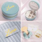 Personalised Multicolor Makeup Bag Bridesmaid Gift Set with Name Gift Box and Scrunchie 5 Pcs Bachelor Party Wedding Bridesmaid Gift for Her