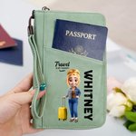 Personalizado 3D de dibujos animados de viajes de caracteres de cuero de la PU Pasaporte titular de la cartera con el nombre y la cita de viaje esencial regalo de cumpleaños para las mujeres los hombr