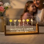 Henkilökohtainen We Love You Birth Flower Rectanglar akryyli LED yövalo puinen pohja ja 1-12 nimet Äitienpäivälahja äidille isoäidille