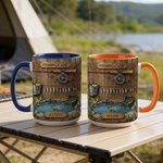 Personalised Fishing Camp Ceramic Mug with Name and Coaster Birthday Father's Day Anniversary Gift for Dad Grandpa Fishing Enthusiast