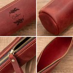 Gepersonaliseerde Monogram Initiaal Gek Paard Leren Pen Etui met Naam Lerarendag Verjaardag Terug naar School Cadeau voor Leraren Studenten