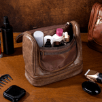 Personalised Golf Beard Design Portable Waterproof PU Leather Men's Toiletry Bag with Initial and Name Travel Business Trip Birthday Gift for Men