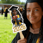 Personalisierte Glitter Cartoon Charakter Graduierung Fan mit Namen und Jahr Graduierung Geschenk für Absolventen Freunde