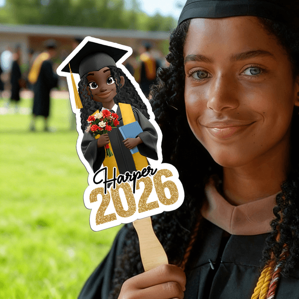 Abanico de Graduación Personalizado con el Nombre y el Año de Graduación para los Amigos de los Graduados