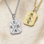 Personalized 1-4 Initials Lucky Symbols Octagon Necklace Minimalist Jewelry Birthday Mother's Day Anniversary Gift for Women Men