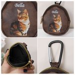Personalized Oil Painting Style Pet Portrait Photo PU Leather Coin Purse with Hook Portable Accessory Daily Use Birthday Gift for Pet Lovers