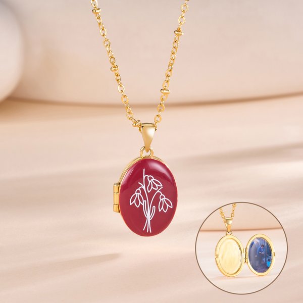 Personalizado Multicolor Esmalte Nacimiento Flor Collar con Nombre y Fotos Cumpleaños Aniversario Regalo para Mujeres