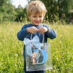 Personalised Cute Easter Bunny Transparent Gift Bag with Name and Initial Easter Party Favors Gift for Kids
