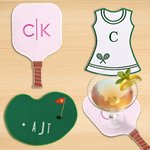Personalized Pickleball Golf Tennis Element Cocktail Napkin with Embroidered Letter Set of 4 Party Home Decor Birthday Gift for Cocktail Lovers