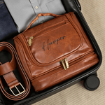 Personalised Golf Beard Design Portable Waterproof PU Leather Men's Toiletry Bag with Initial and Name Travel Business Trip Birthday Gift for Men