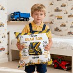 Personalisierte Baufahrzeug weichen Wurf Kissenbezug mit Namen Initiale und Titel Schlafzimmer Dekoration Geburtstagsgeschenk für Jungen Kinder