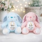 Personalised Flower Golden Initial Soft Bunny Plush Stuffed Toy with Name and Date Wedding Gift for Flower Girls